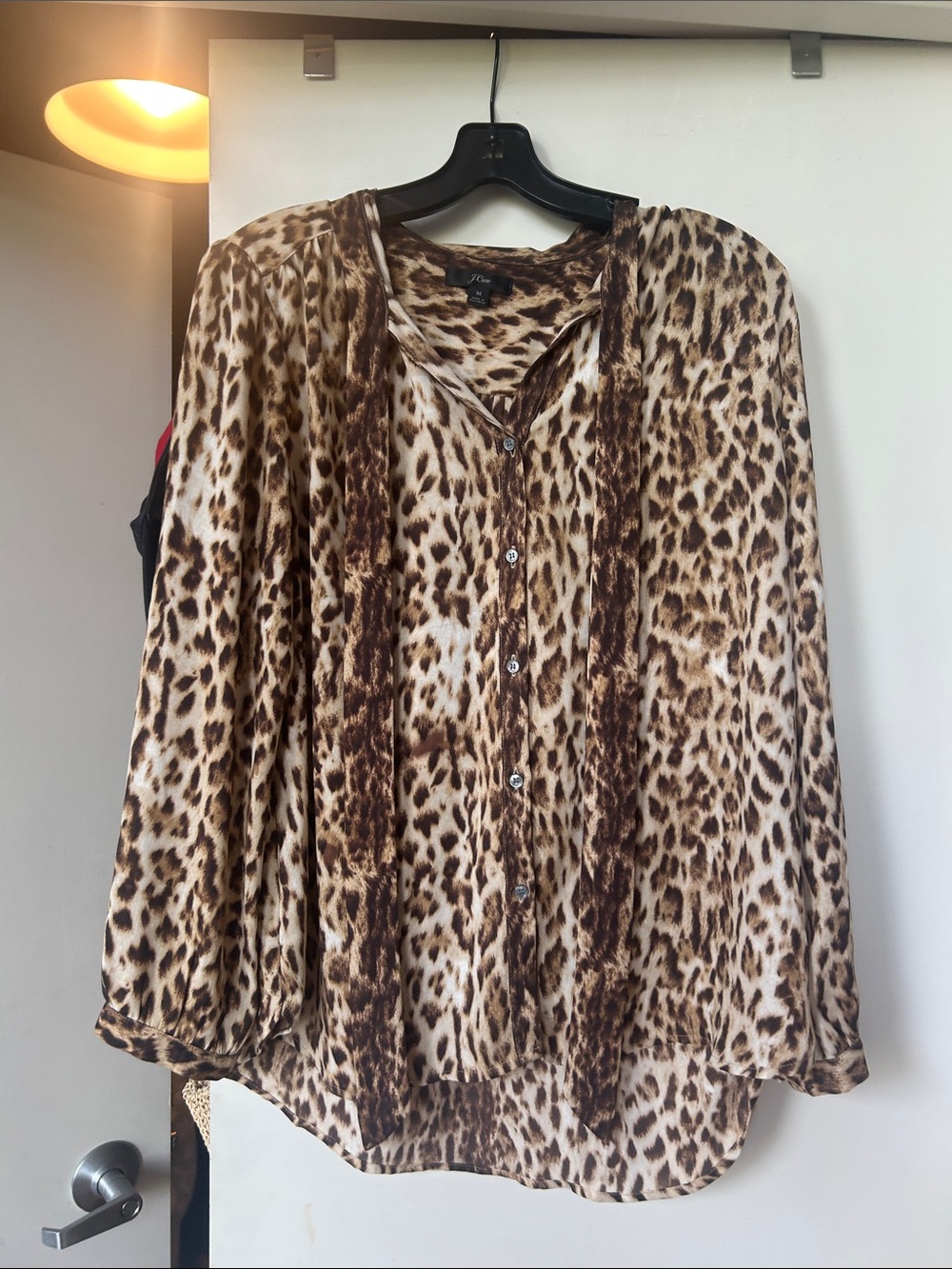 J. Crew Leopard Print Button-Front Blouse - Brown & Cream
